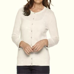 Croft & Barrow Ivory Ecru Button Down Long Sleeve Cardigan Size M NWOT